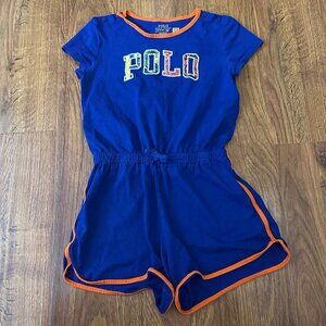 Polo Ralph Lauren Multicolour Polo Logo Print Romper in Cotton Jersey